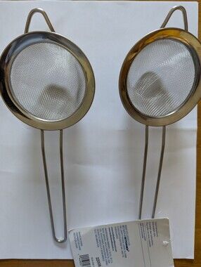 Fine Mesh Handheld Strainers in Silver - Set of 2